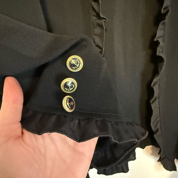 Ming Wang Ruffle Edge Open Front Knit Cardigan Size 1X - Picture 3 of 11